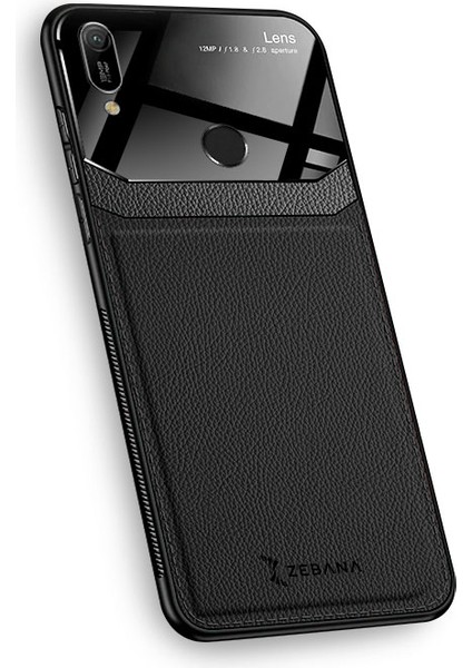 Huawei Y6 Prime 2019 Kılıf Zebana Lens Deri Kılıf Siyah