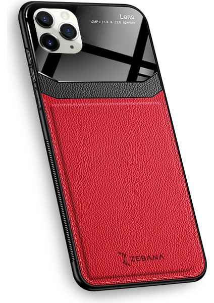 Apple iPhone 11 Pro Kılıf Zebana Lens Deri Kılıf Kırmızı indirimleri