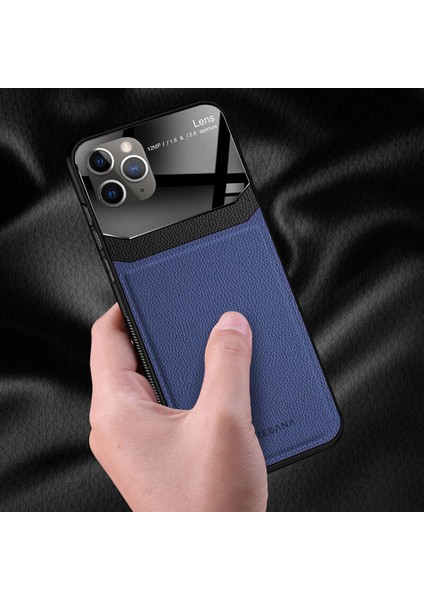 Apple iPhone 11 Pro Kılıf Zebana Lens Deri Kılıf Mavi indirimleri