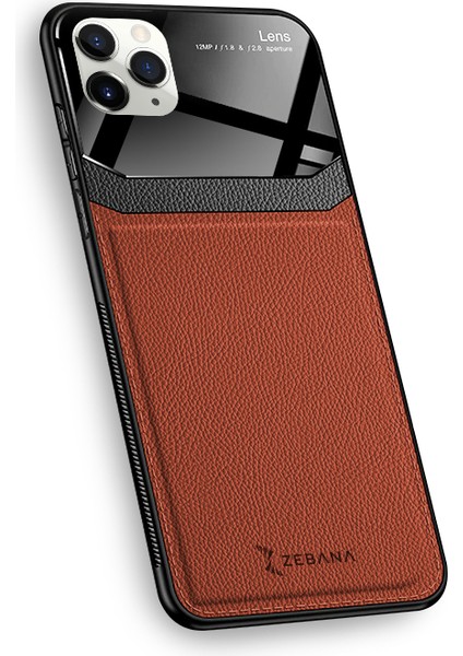 Apple iPhone 11 Pro Kılıf Zebana Lens Deri Kılıf Kahverengi