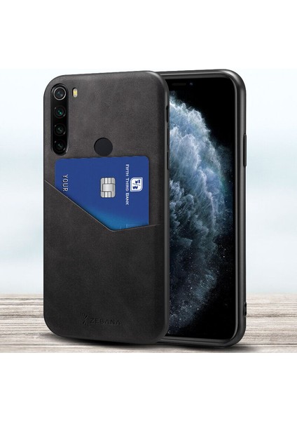 Xiaomi Redmi Note 8 Kılıf Zebana Cepli Nubuk Kılıf Siyah