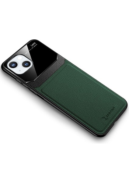 Apple iPhone 13 Mini Kılıf Zebana Lens Deri Kılıf Yeşil
