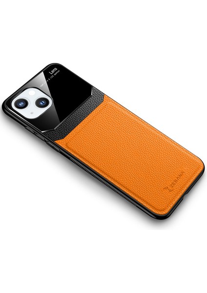 Apple iPhone 13 Mini Kılıf Zebana Lens Deri Kılıf Turuncu fırsatları