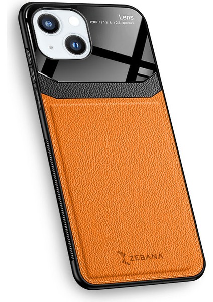 Apple iPhone 13 Mini Kılıf Zebana Lens Deri Kılıf Turuncu indirimleri