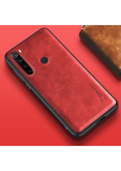 Xiaomi Redmi Note 8 Kılıf Zebana Lüx Deri Kılıf Kırmızı