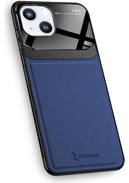 Apple iPhone 13 Mini Kılıf Zebana Lens Deri Kılıf Mavi indirimleri