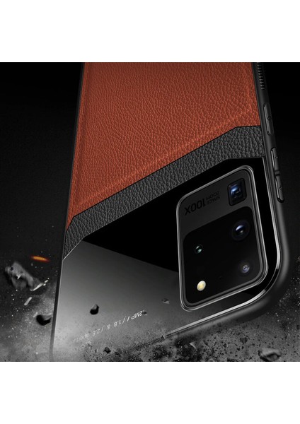 Samsung Galaxy S20 Ultra Kılıf Zebana Lens Deri Kılıf Kahverengi modelleri