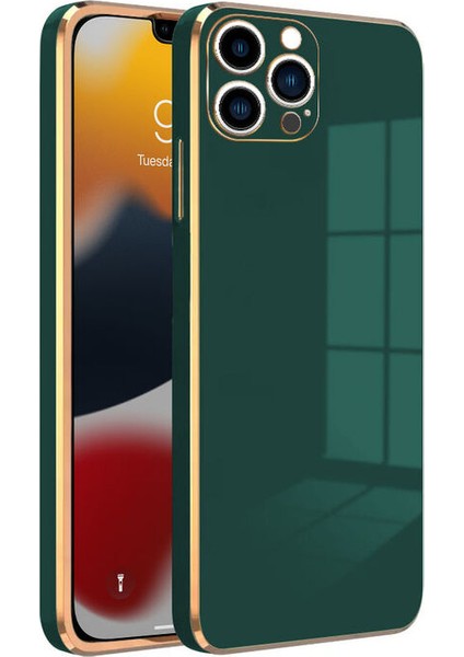 Apple iPhone 12 Pro Max Kılıf Golden Silikon Kılıf Yeşil