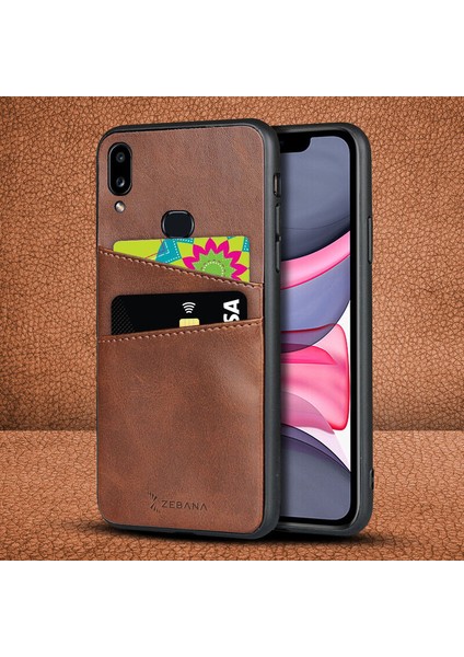 Samsung Galaxy A10S Kılıf Zebana Swank Cepli Kılıf Kahverengi