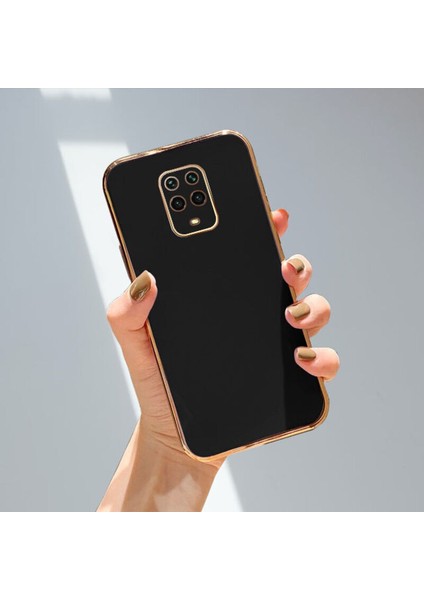 Xiaomi Redmi Note 9 Pro Kılıf Golden Silikon Kılıf Siyah