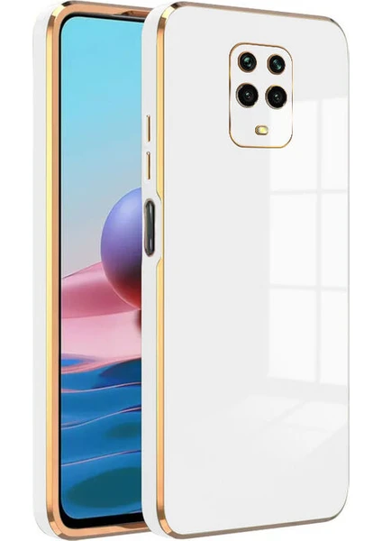 Xiaomi Redmi Note 9 Pro Kılıf Golden Silikon Kılıf Beyaz