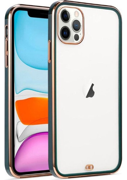 Apple iPhone 12 Pro Max Kılıf Zebana Glitter Silikon Kılıf Yeşil