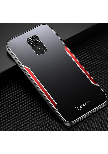 Xiaomi Redmi Note 9 Kılıf Zebana Metal Mitras Kılıf (Silikon Kenar) Kırmızı