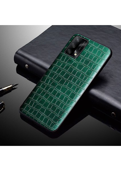 Oppo A74 Kılıf Zebana Rock Deri Kılıf Yeşil