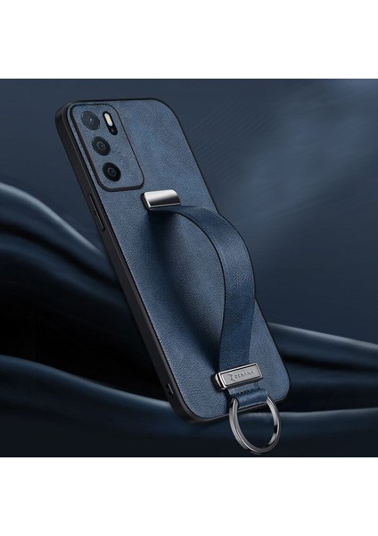Oppo A16 Kılıf Zebana Classic Deri Kılıf Lacivert