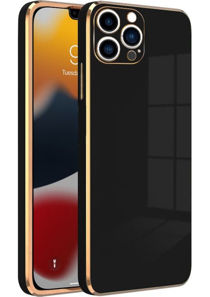 Apple iPhone 12 Pro Kılıf Golden Silikon Kılıf Siyah