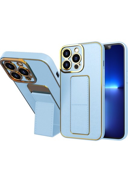 Apple iPhone 12 Pro Kılıf Zebana Royal Standlı Silikon Kılıf Açık Mavi