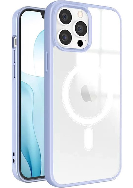 Apple iPhone 13 Pro Kılıf Renkli Magsafe Silikon Kılıf (Kablosuz Şarj Destekli) Lila