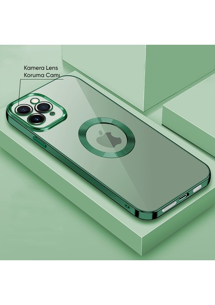 Apple iPhone 11 Pro Max Kılıf Zebana Glint Silikon Kılıf Yeşil
