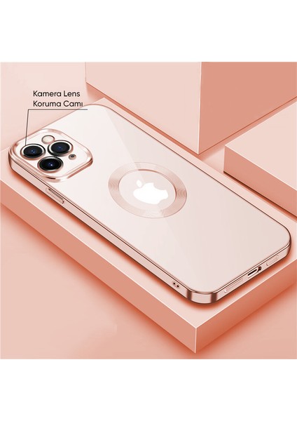 Apple iPhone 11 Pro Max Kılıf Zebana Glint Silikon Kılıf Rose Gold
