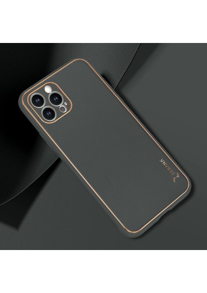 Apple iPhone 14 Pro Kılıf Zebana Gold Design Deri Kılıf Yeşil