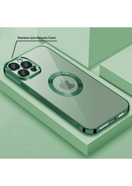 Apple iPhone 12 Pro Max Kılıf Zebana Glint Silikon Kılıf Yeşil