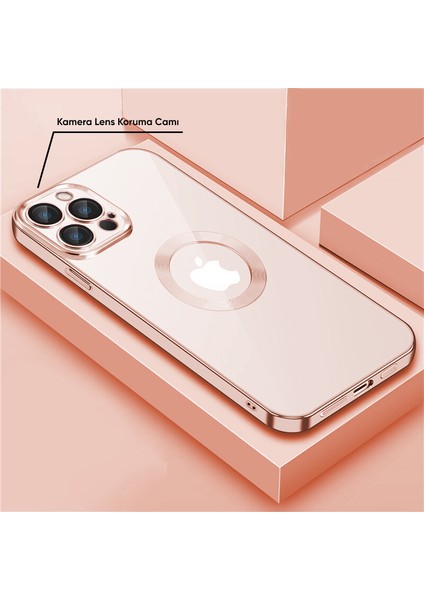 Apple iPhone 12 Pro Max Kılıf Zebana Glint Silikon Kılıf Rose Gold