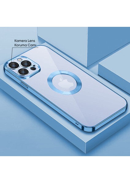 Apple iPhone 12 Pro Max Kılıf Zebana Glint Silikon Kılıf Açık Mavi