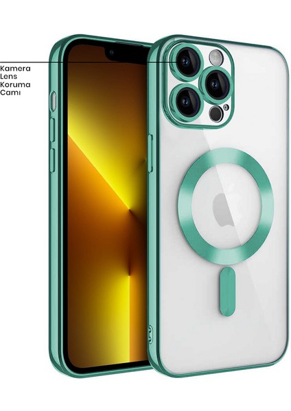 Apple iPhone 12 Pro Kılıf Magsafe Glint Silikon Kılıf Yeşil