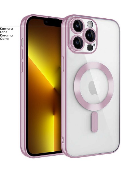 Apple iPhone 12 Pro Kılıf Magsafe Glint Silikon Kılıf Rose Gold
