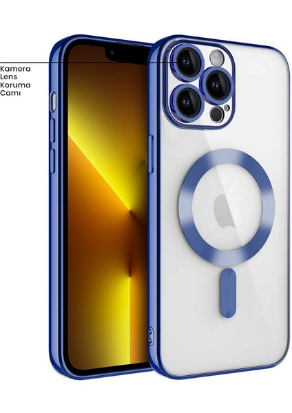 Apple iPhone 12 Pro Kılıf Magsafe Glint Silikon Kılıf Mavi