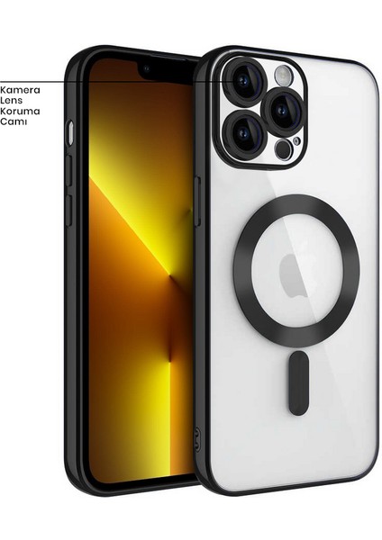 Apple iPhone 12 Pro Max Kılıf Magsafe Glint Silikon Kılıf Siyah