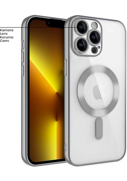 Apple iPhone 12 Pro Max Kılıf Magsafe Glint Silikon Kılıf Gri