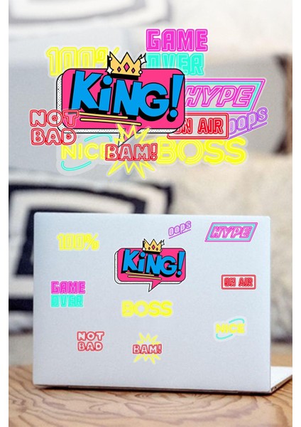 Game Over Temalı Laptop Notebook Telefon Tablet Sticker Seti 10 Parça