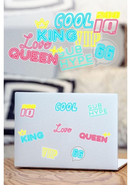 King Queen Temalı Laptop Notebook Telefon Tablet Sticker Seti 10 Parça
