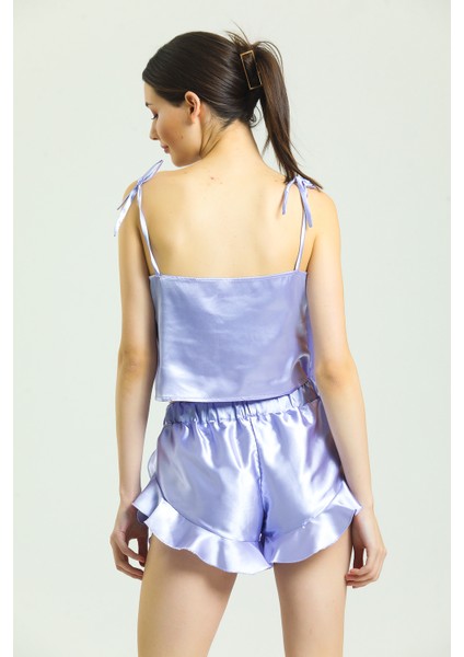 Saten Fırfırlı Pijama Takımı modelleri