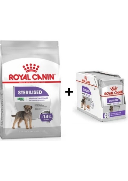 Mini Sterilised Kısır Köpek Maması 3 kg + 12 Adet Yaş Mama