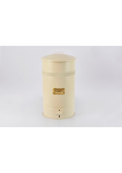 Galvaniz Metal Pedallı Çöp Kovası 30 Litre Krem
