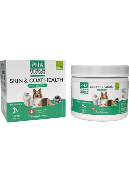 Skin& Coat Health-Kedi Köpekler Için Biotin Katkılı Cilt ve Tüy Sağlığı Destekleyici 150 gr