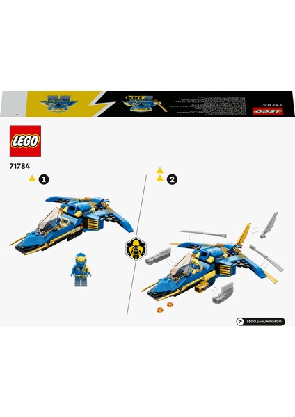 Ninjago Jay'in Yıldırım Jeti Evo 71784 - 7 Yaş ve Üzeri Çocuklar Için Ninja Uçağı ve Jay Minifigürü Içeren Yaratıcı Oyuncak Yapım Seti (146 Parça)