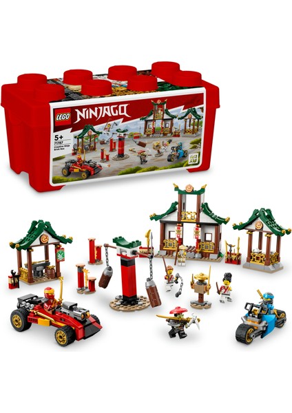 NINJAGO® Yaratıcı Ninja Yapım Parçası Kutusu 71787 - 5 Yaş ve Üzeri Çocuklar için Araçlar, Dövüş Okulu ve Minifigürler İçeren Yaratıcı Oyuncak Yapım Seti (530 Parça)