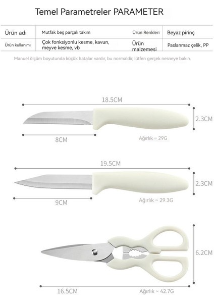 Kavun Planlama Tamamlayıcı Gıda Kesme Meyve Bıçağı Depolama Koltuğu 5 Parça Mutfak Alet Seti fırsatları