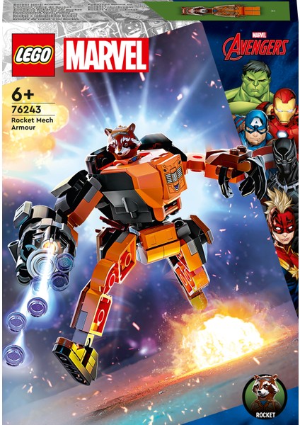 LEGO® Marvel Rocket Robot Zırhı 76243 - 6 Yaş ve Üzeri Çocuklar Için Marvel Studios Galaksinin Koruyucuları Oyuncak Yapım Seti (98 Parça)