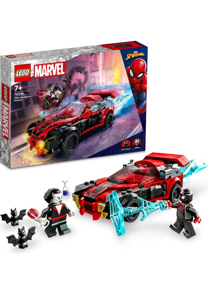 Marvel Miles Morales Morbius’a Karşı 76244 - 7 Yaş ve Üzeri için Minifigür ve Araba İçeren Örümcek Adamlı Oyuncak Yapım Seti (220 Parça)