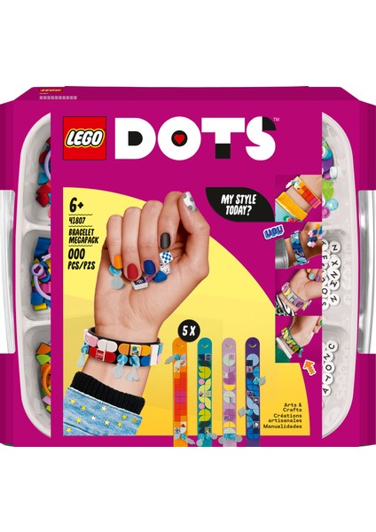 LEGO® Dots Bileklik Tasarımcısı Mega Paket 41807 - 6 Yaş ve Üzeri Çocuklar Için Ilham Verici Yaratıcı Bir Kendin Yap Bileklik Seti (388 Parça)