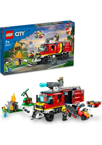 LEGO® City İtfaiye Komuta Kamyonu 60374 - 7 Yaş ve Üzeri Çocuklar için İnsansız Kara ve Hava Araçları İçeren Oyuncak Yapım Seti (502 Parça)