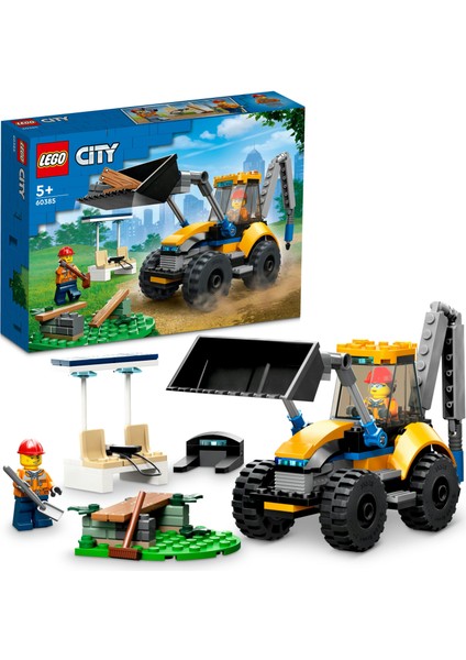 City İnşaat Kazıcısı 60385 5 Yaş ve Üzeri Çocuklar için 2 Minifigürlü Kişiselleştirilebilir İnşaat Araçlı Oyuncak Yapım Seti (148 Parça)