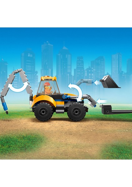 City İnşaat Kazıcısı 60385 5 Yaş ve Üzeri Çocuklar için 2 Minifigürlü Kişiselleştirilebilir İnşaat Araçlı Oyuncak Yapım Seti (148 Parça)