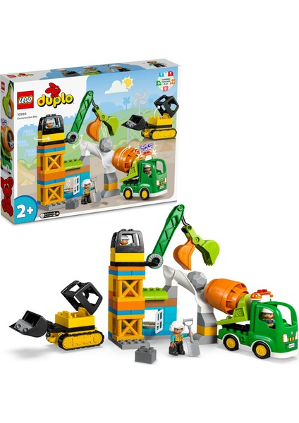 ® DUPLO® Kasabası İnşaat Sahası 10990 - 2 Yaş ve Üzeri için Eğitici Oyuncak Yapım Seti (61 Parça)