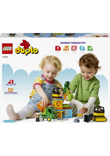 ® DUPLO® Kasabası İnşaat Sahası 10990 - 2 Yaş ve Üzeri için Eğitici Oyuncak Yapım Seti (61 Parça)